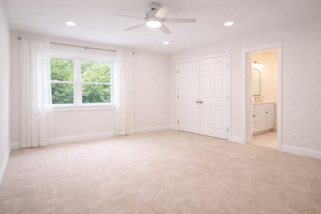 empty bedroom professionally cleaned and ready for move-in